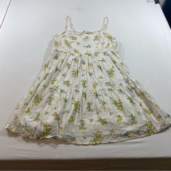 wild fable Dresses & Skirts - Wild Fable Dress Floral Mini A line full pleated White Yellow Dress Women’s LG